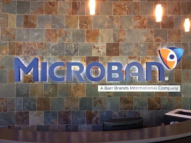 Check Out Microban S Illuminated Stud Mounted Channel Letter Lobby Sign In Huntersville Nc The Sign Factory