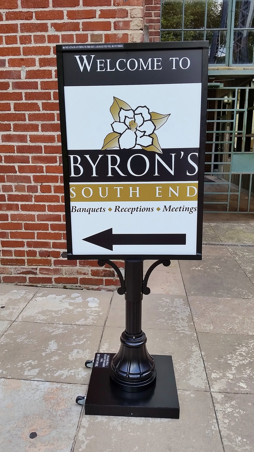 Post & Panel Sign for Byron's Banquet Hall