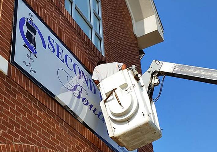 Exterior signage installation